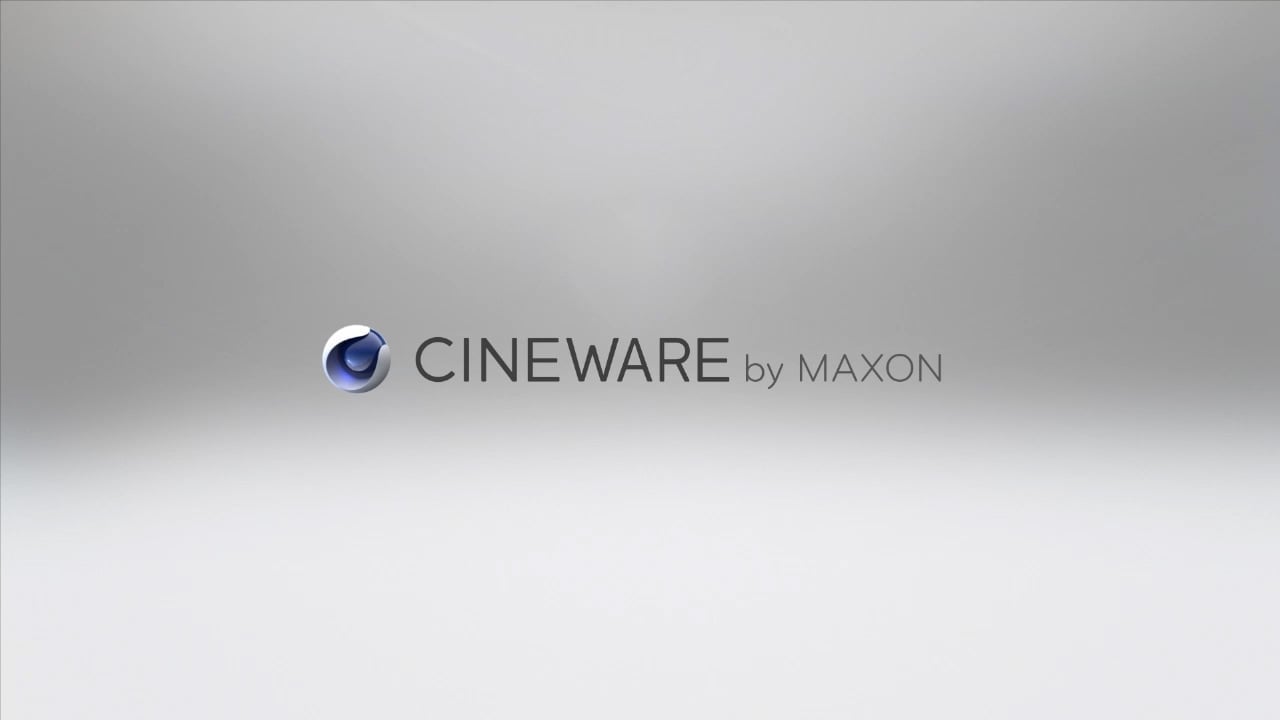 Logo bleu et blanc de Cineware à côté du texte « CINEWARE by MAXON » sur un fond gris dégradé.