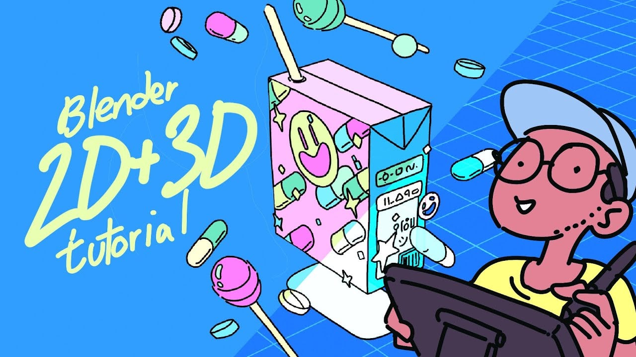 Vignette de « Blender 2D/3D pour débutants, dessiner et animer avec greaspencil (blender 2.8) »