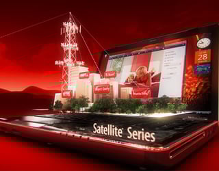 Blur anime Toshiba en rouge dans 7 beaux spots en 3D