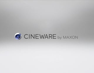 Logo bleu et blanc de Cineware à côté du texte « CINEWARE by MAXON » sur un fond gris dégradé.