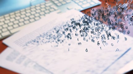Disperse a text paragraph letter by letter with 3D tracking